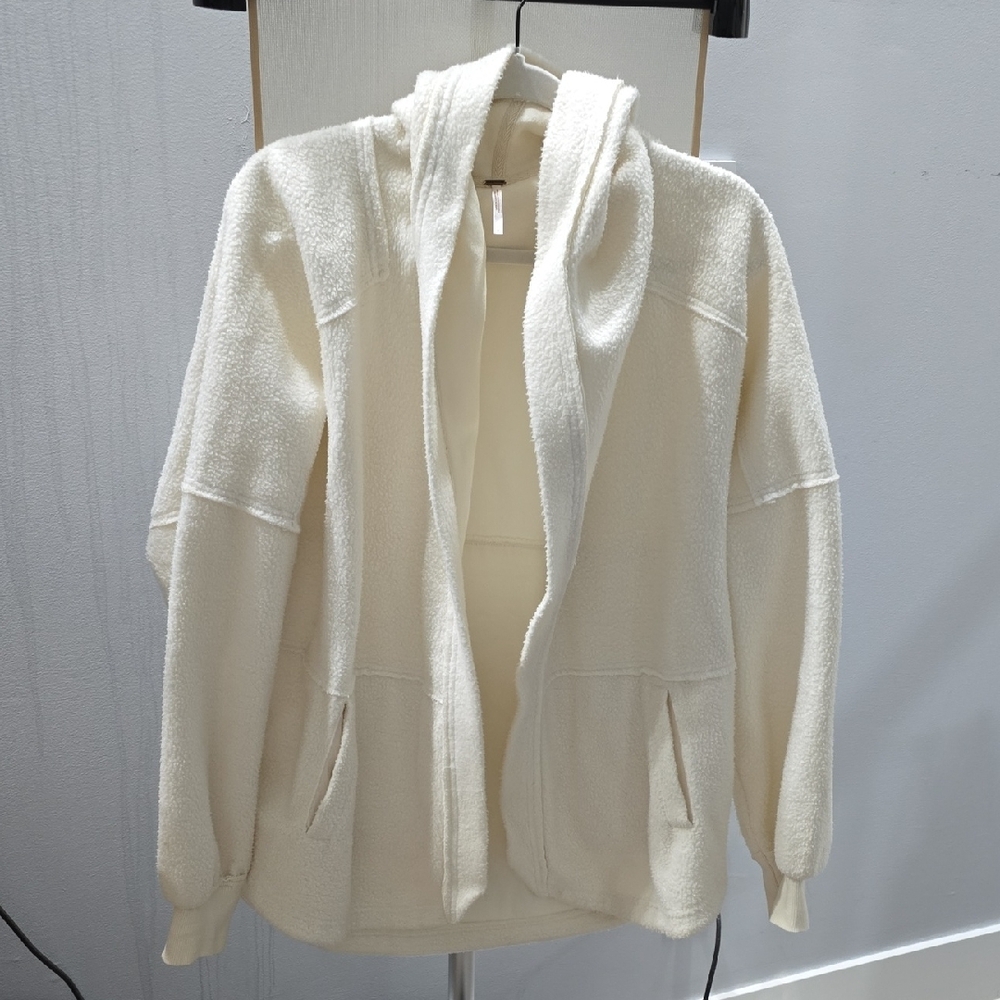 Free People Cream Hooded Cardigan - Picture 2 of 6